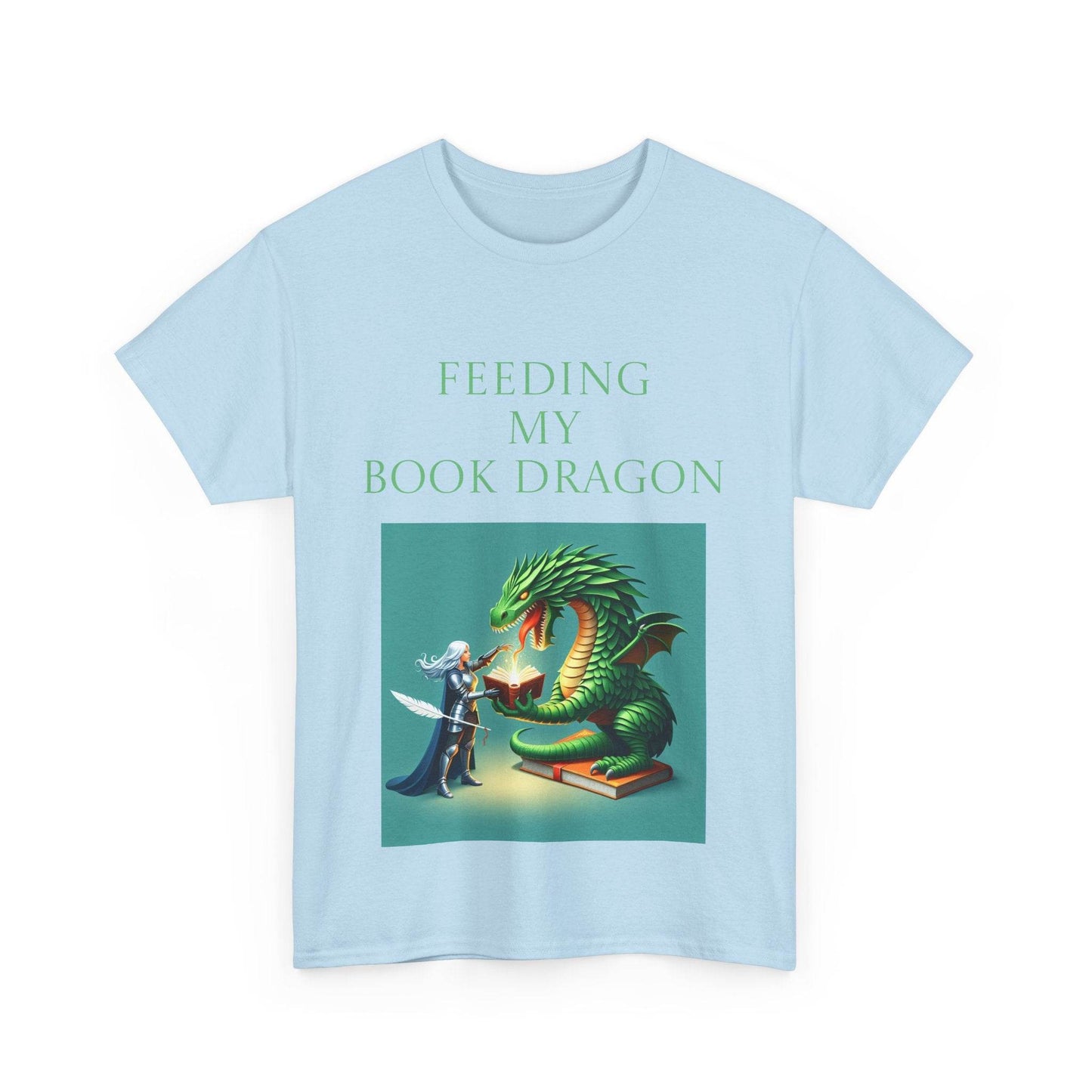 Book Dragon Unisex Heavy Cotton Tee - Creative Writer's Apparel - The Dreamer's Bookshop.