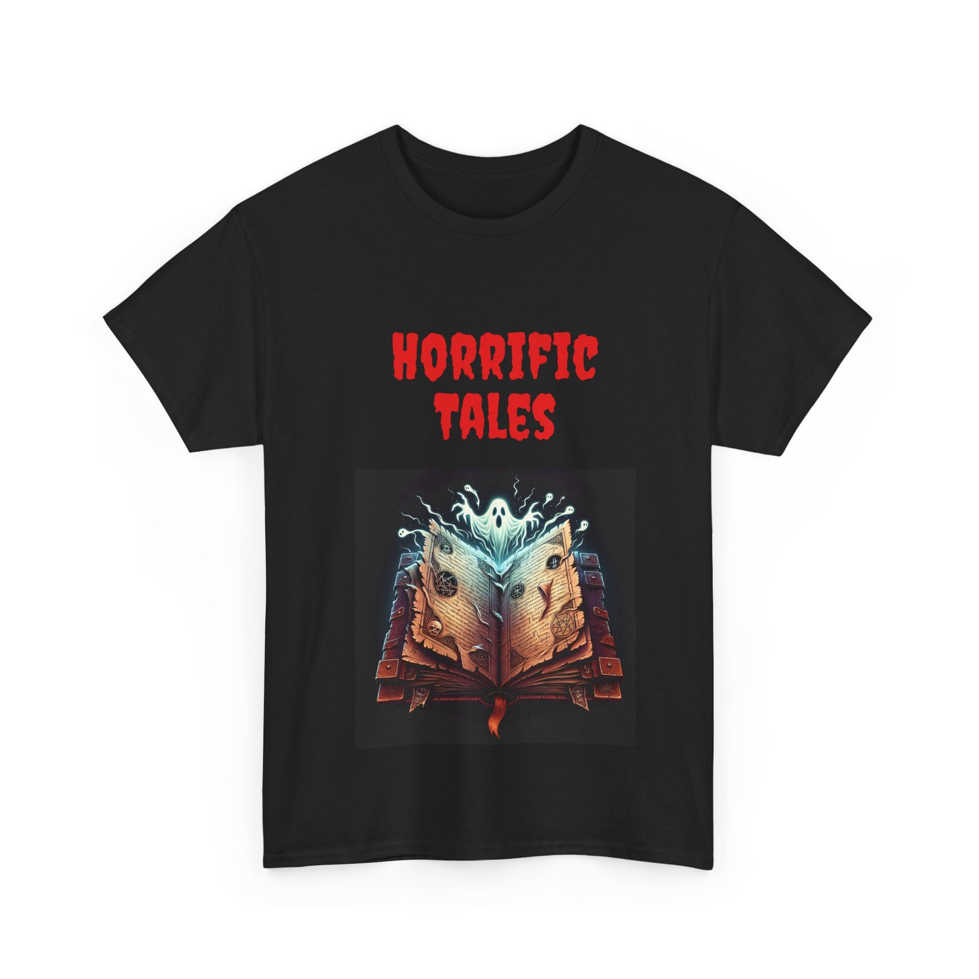 Book Lover's Unisex Heavy Cotton Tee - "Horrific Tales" - The Dreamer's Bookshop.