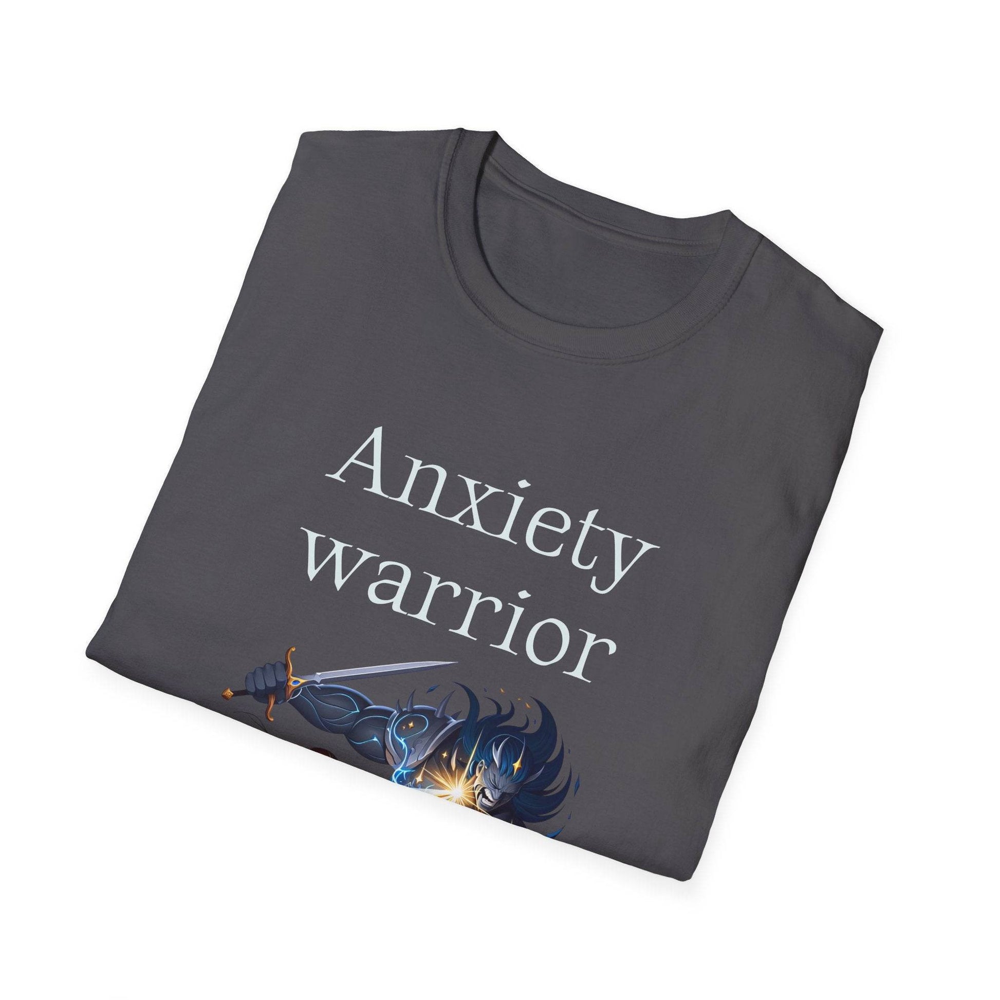 Anxiety Warrior Unisex Softstyle T-Shirt - Empowering Battle Against Mental Health - The Dreamer's Bookshop.