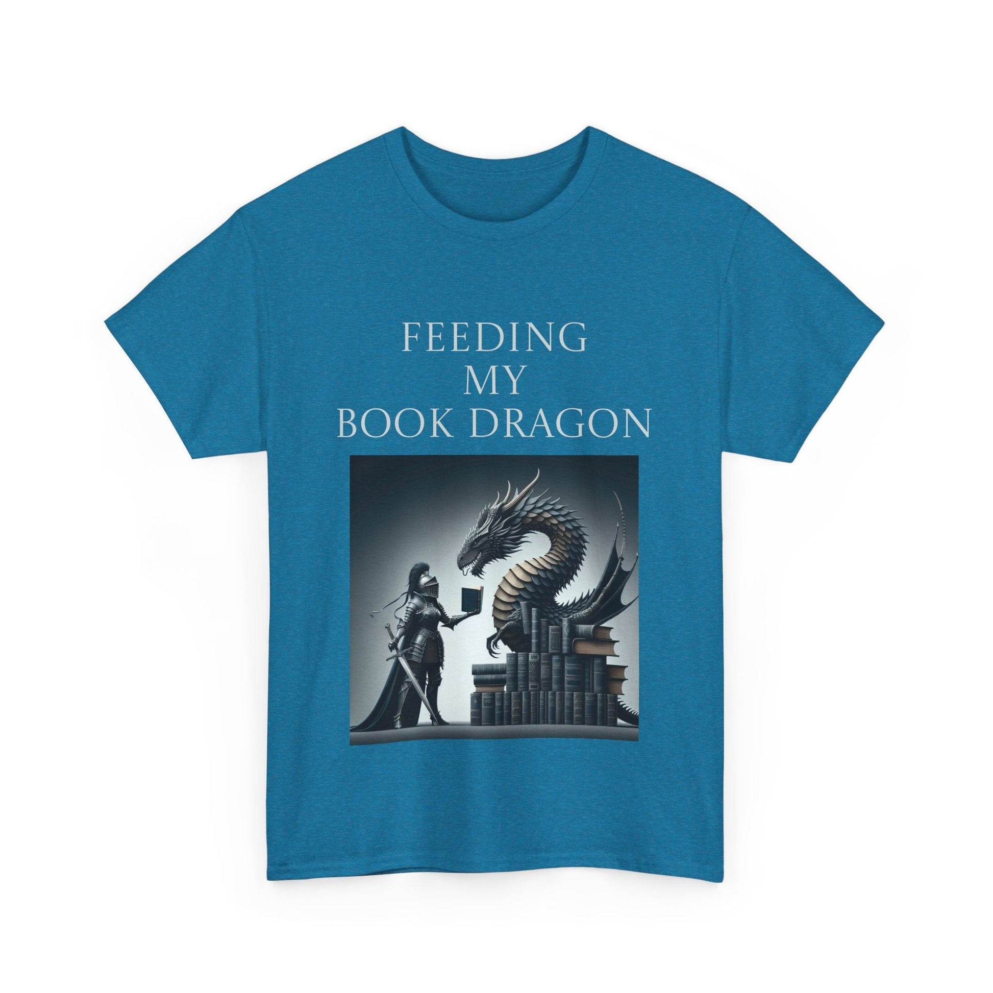 Book Dragon - Unisex Heavy Cotton Tee - Creative Writer's Apparel - The Dreamer's Bookshop.