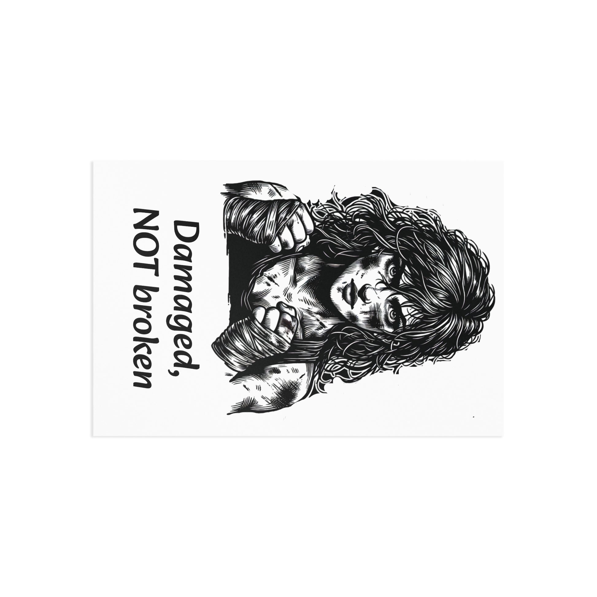 The Dreamer's Bookshop Warrior "Damaged, NOT broken" Art Print Card - The Dreamer's Bookshop.