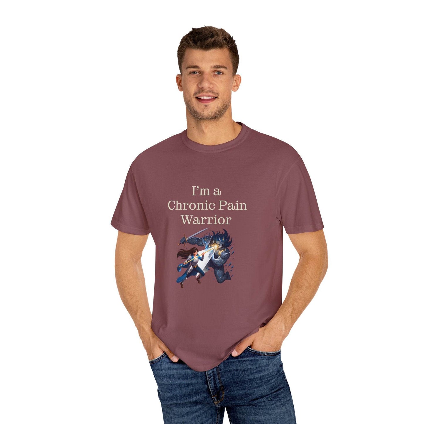 Chronic Pain Warrior Unisex Garment-Dyed T-shirt - Inspirational Motivational Tee - The Dreamer's Bookshop.