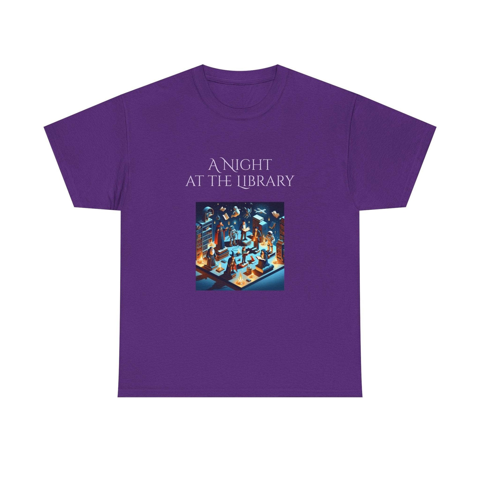 Night at the Library - A Unisex Heavy Cotton Tee - Perfect Gift for Book Lovers - The Dreamer's Bookshop.