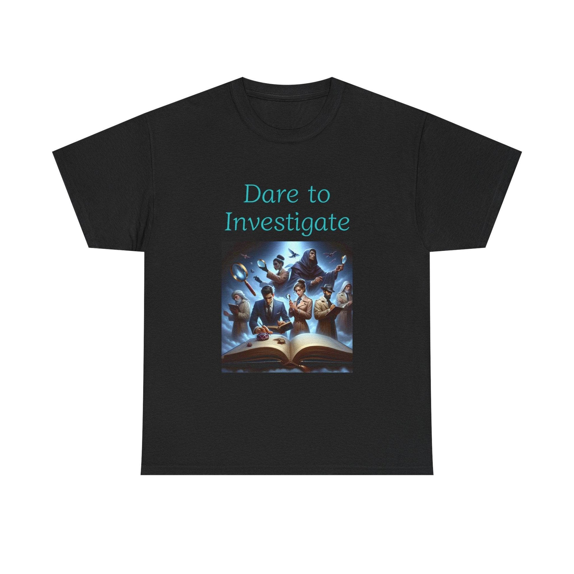 Investigate - Unisex Heavy Cotton Tee - Crime/Mystery Books - The Dreamer's Bookshop.