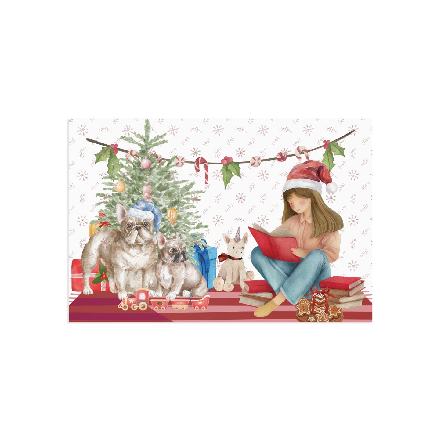 The Dreamer's Bookshop "Festive Pugs" Christmas Card