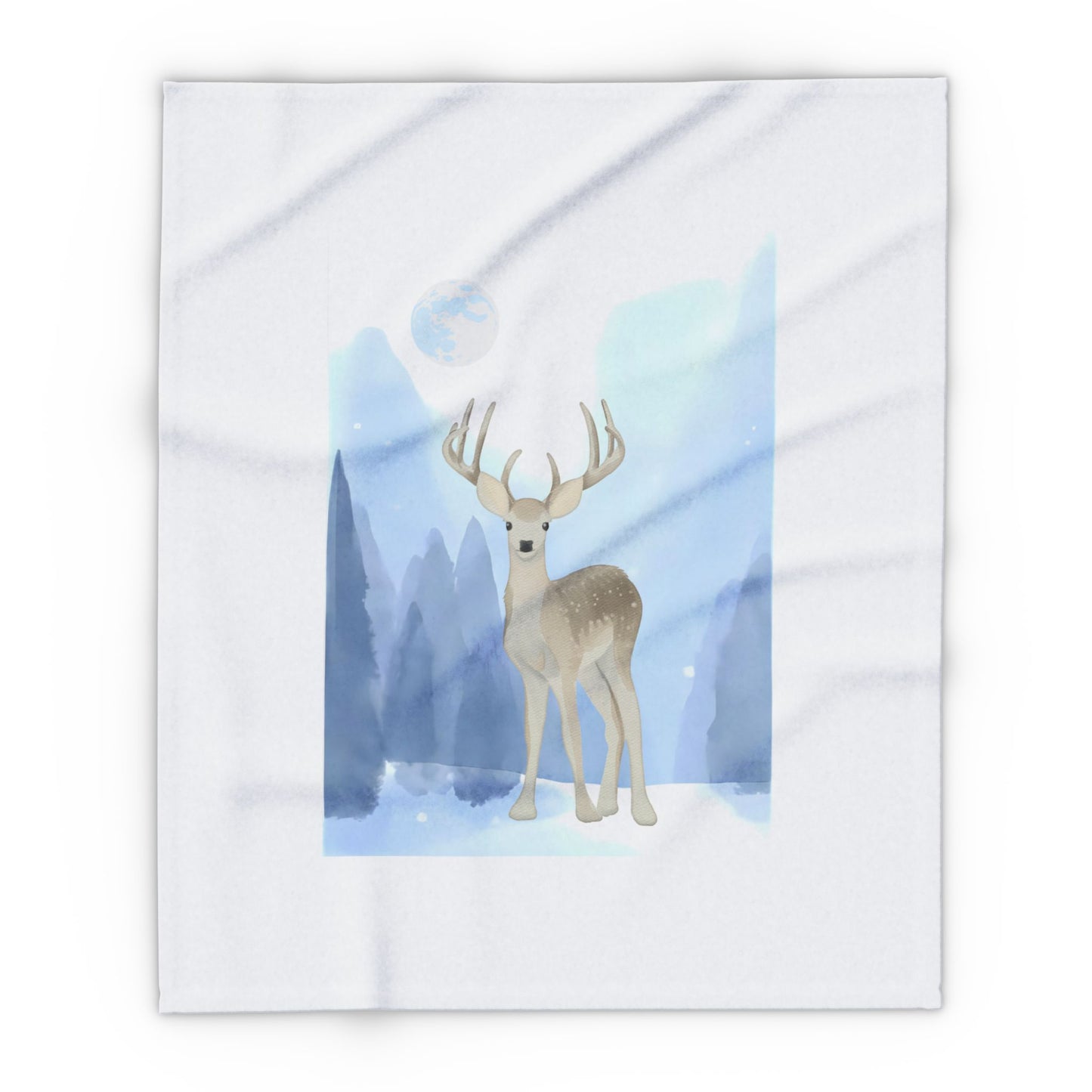 Cozy Arctic Fleece Blanket - Winter Deer Design