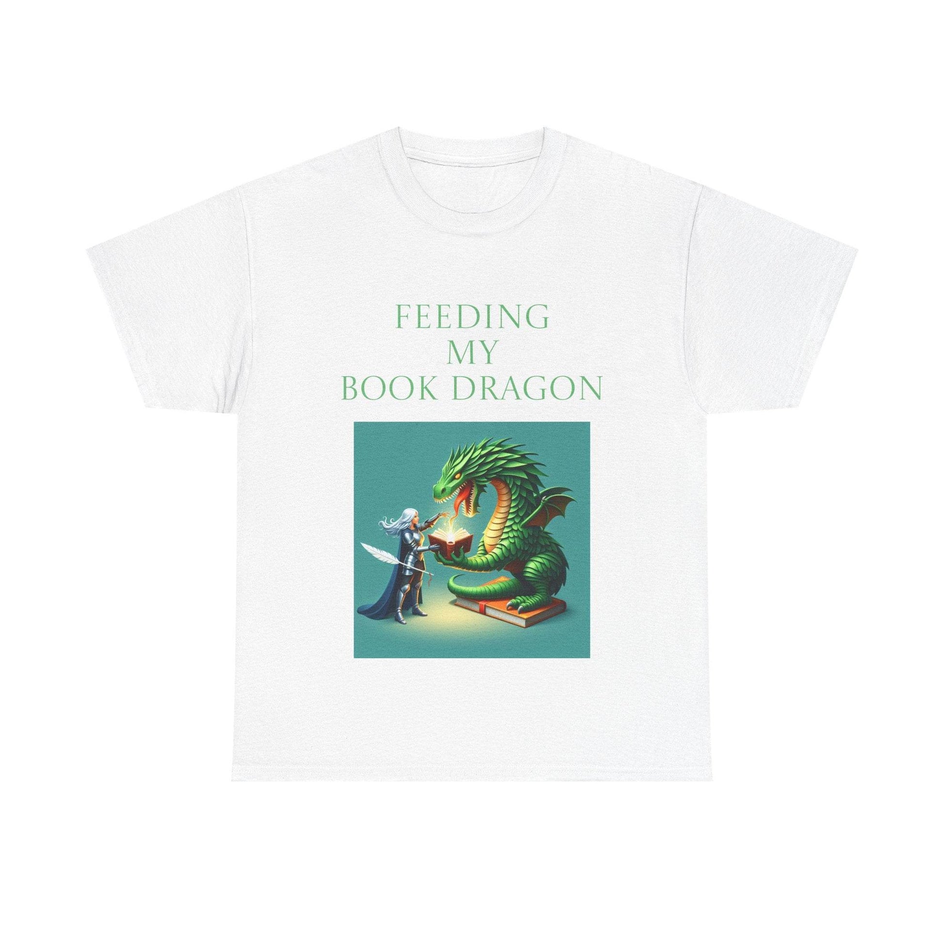 Book Dragon Unisex Heavy Cotton Tee - Creative Writer's Apparel - The Dreamer's Bookshop.