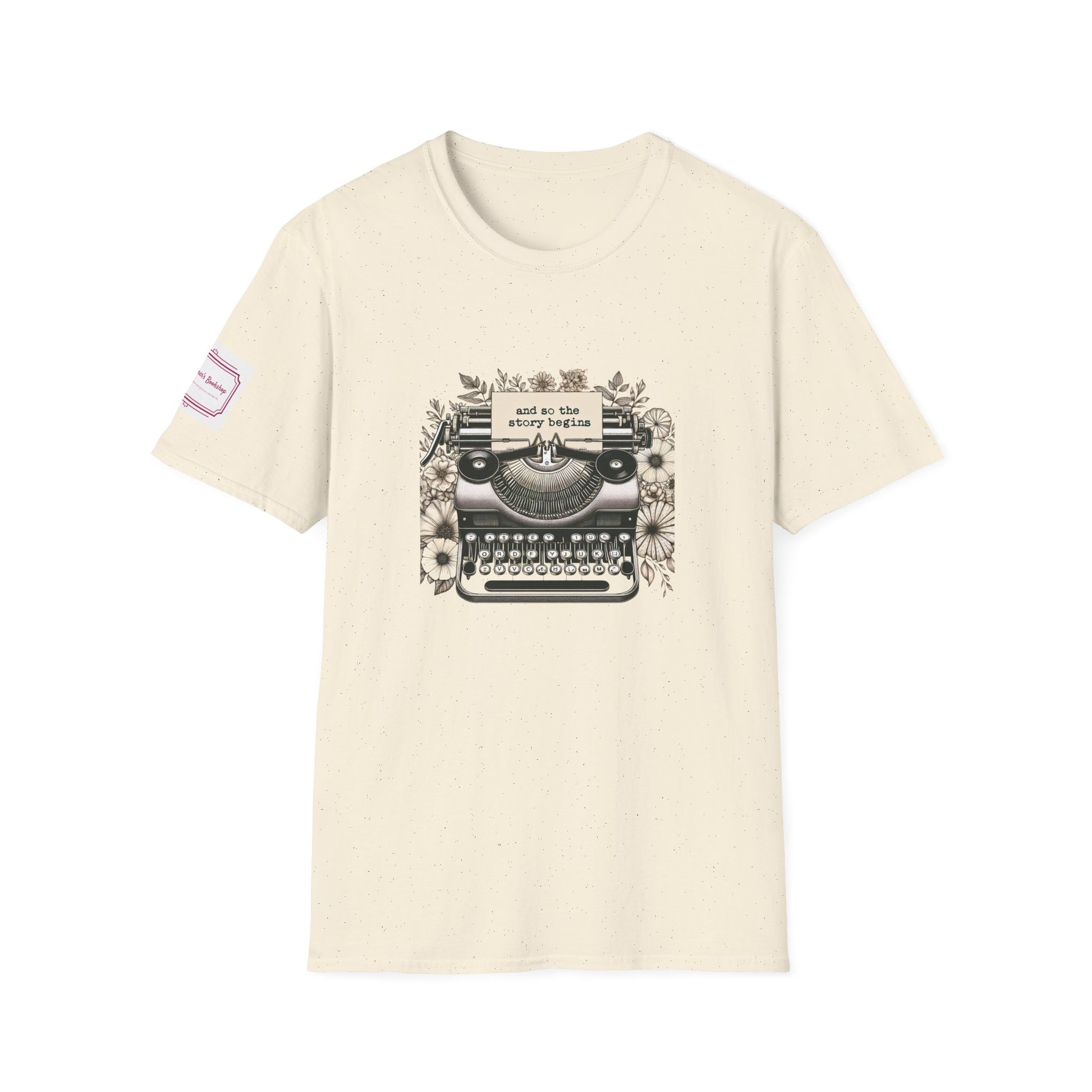 Unisex T-Shirt - Vintage Writing "Story Begins" for Book Lovers - The Dreamer's Bookshop.