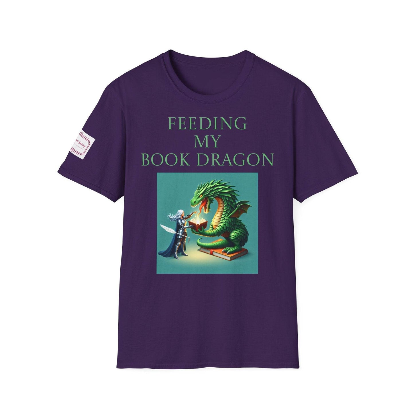 Inspirational Unisex Softstyle T-Shirt - 'Book Dragon' Motivational Design - The Dreamer's Bookshop.