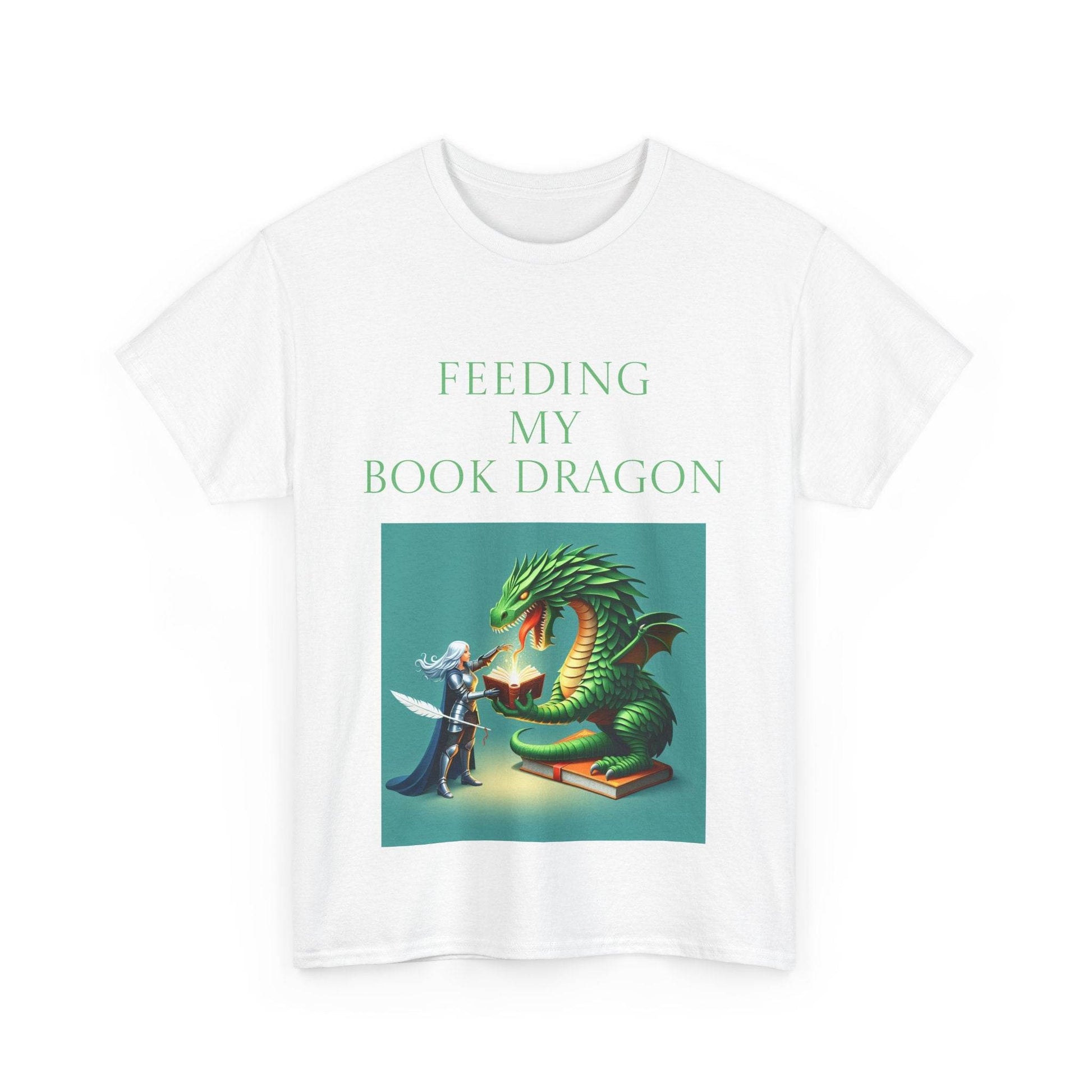 Book Dragon Unisex Heavy Cotton Tee - Creative Writer's Apparel - The Dreamer's Bookshop.