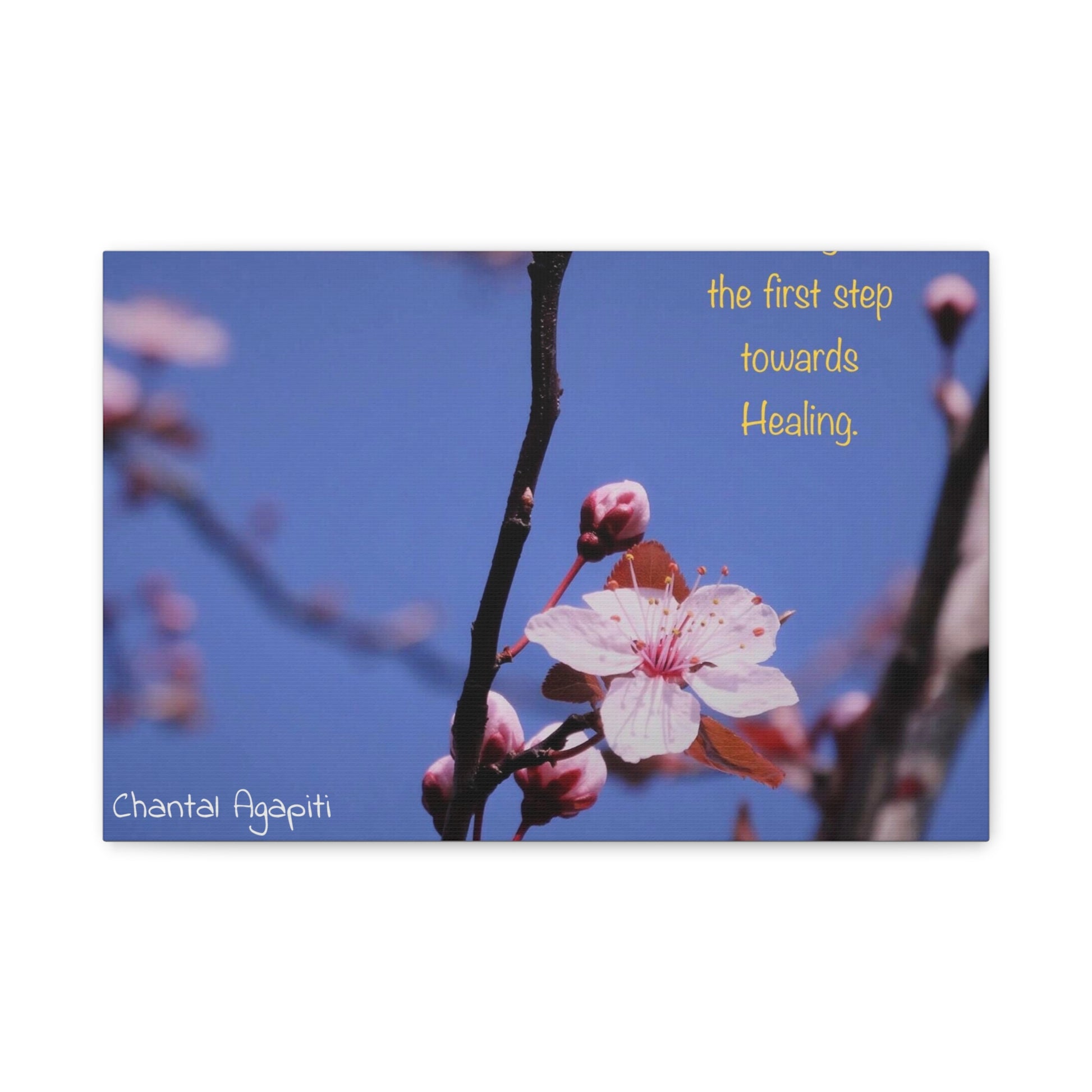 Inspirational Flower Canvas Print - "Sharing is the First Step Towards Healing" - The Dreamer's Bookshop.