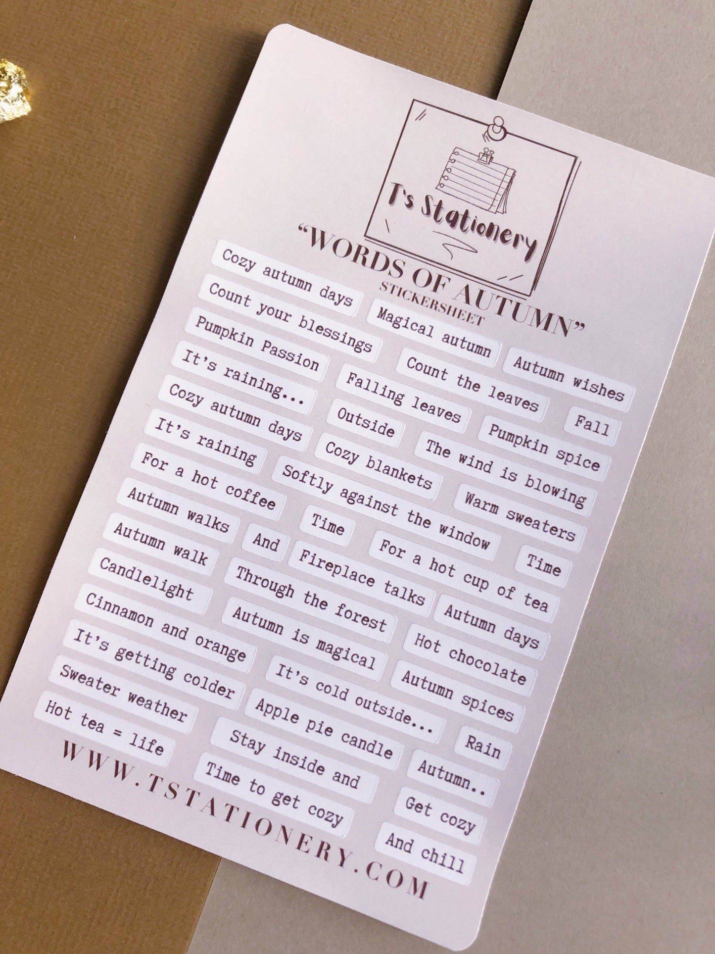 T's Stationery - „Woorden van de herfst” - The Dreamer's Bookshop.