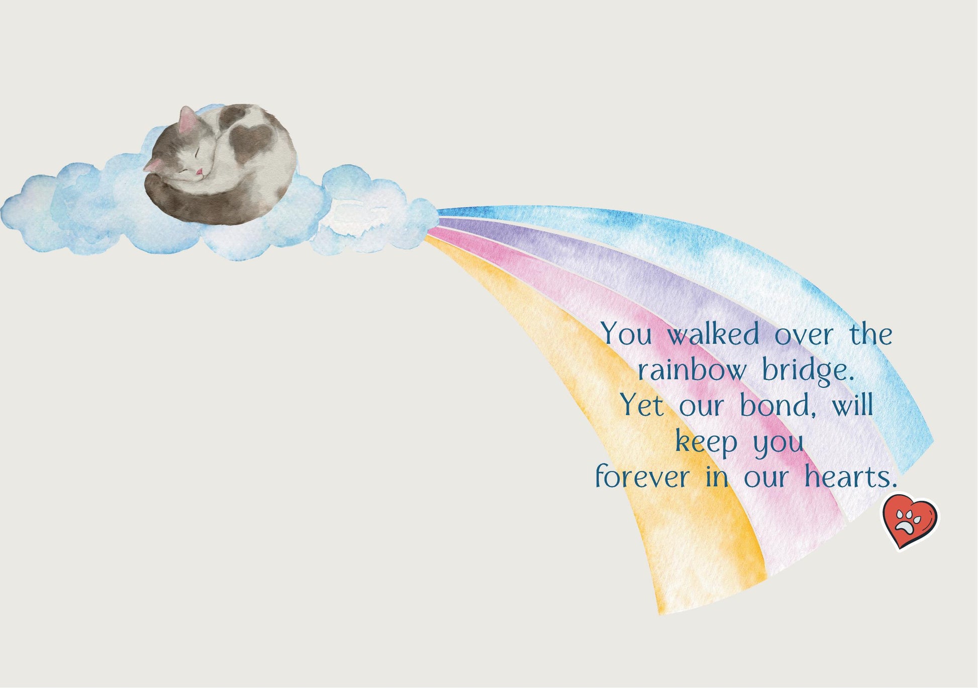 The Dreamer's Bookshop "Goodbye Cat" Sympathy Card - The Dreamer's Bookshop.