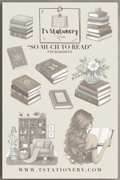 T's Stationery - So Much to Read - Sticker Sheet - The Dreamer's Bookshop.