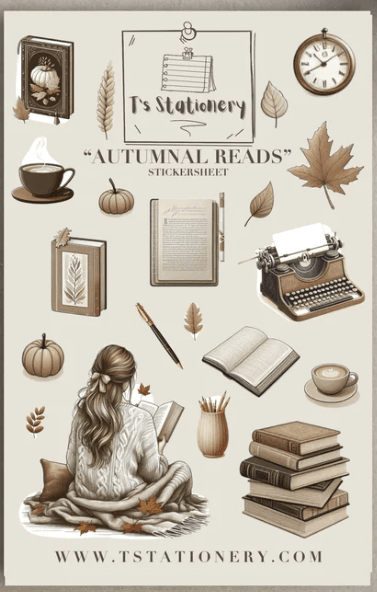 T's Stationery - Autumnal Reads - Sticker Sheet - The Dreamer's Bookshop.