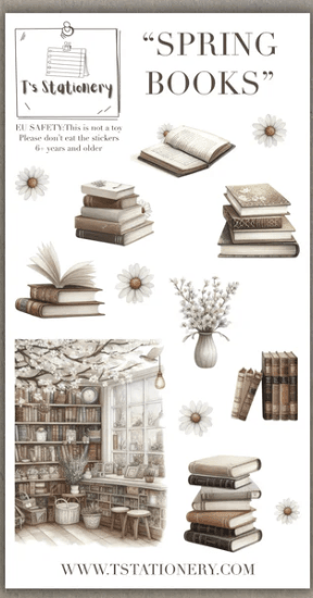 T's Stationery - Spring Books - Washi Sticker Sheet - The Dreamer's Bookshop.