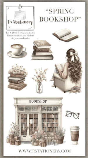 T's Stationery - Spring Bookshop - Sticker Sheet - The Dreamer's Bookshop.
