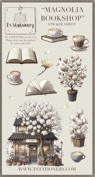 T's Stationery - Magnolia Bookshop - Sticker Sheet - The Dreamer's Bookshop.