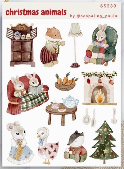 Penpaling Paula - Kerstdieren - Stickervel - The Dreamer's Bookshop.