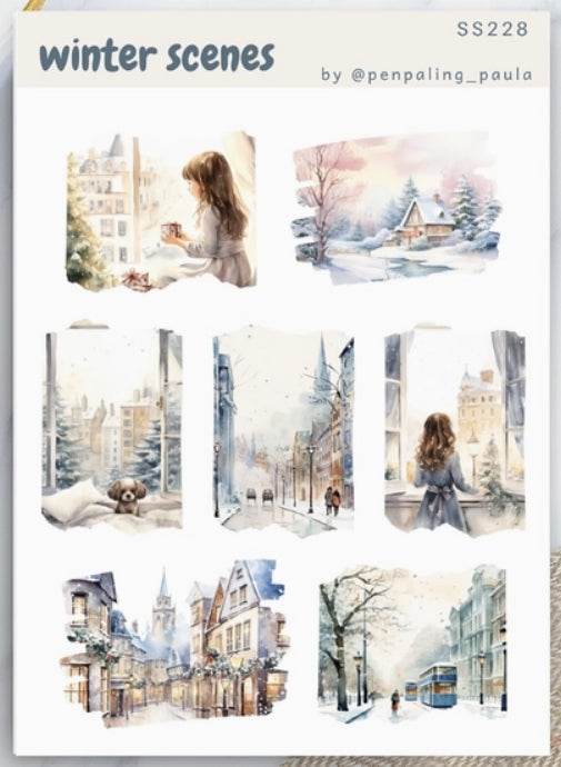 Penpaling Paula - Wintertaferelen - Stickervel - The Dreamer's Bookshop.