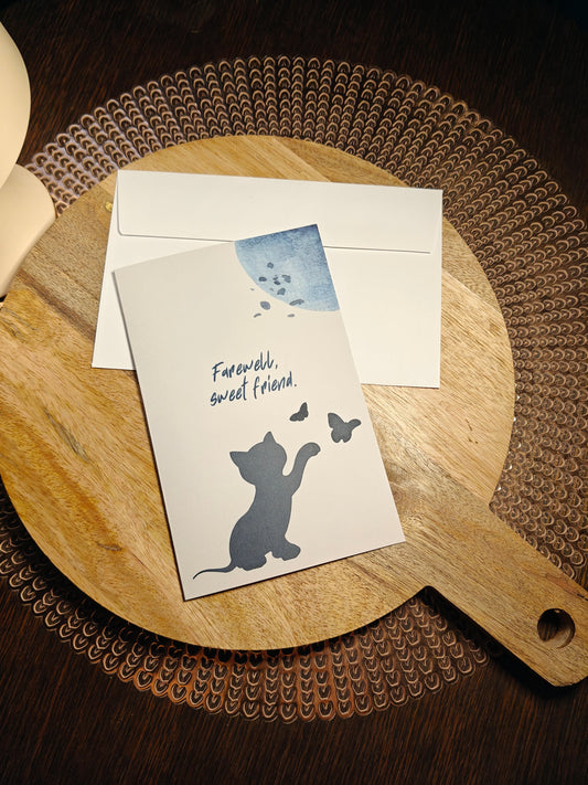 The Dreamer's Bookshop "Goodbye Cat" Sympathy Card - The Dreamer's Bookshop.