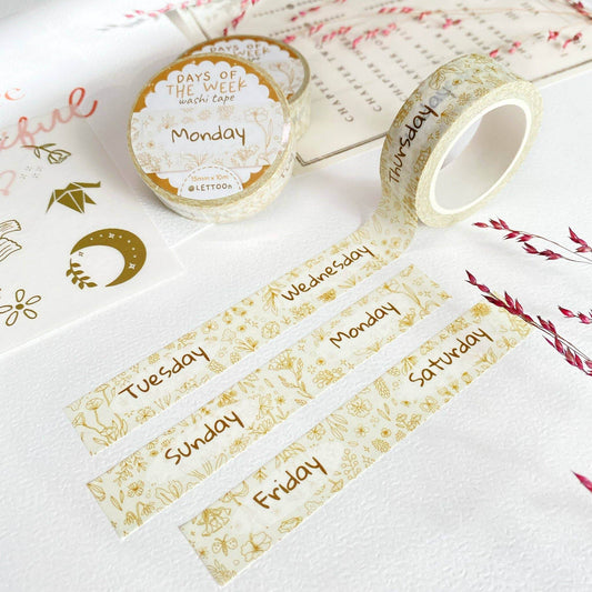 LETTOOn - Washi-tape - Dagen van de week - The Dreamer's Bookshop.