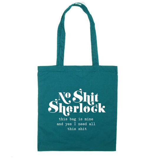 Studio Inktvis - No Shit Sherlock draagtas smaragd 100% katoen - The Dreamer's Bookshop.