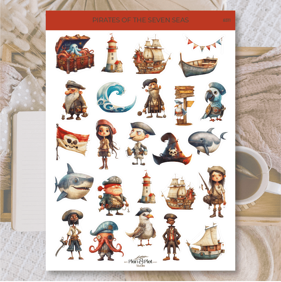 Plan & Plot Studio - Piraten van de zeven zeeën | Stickers - The Dreamer's Bookshop.