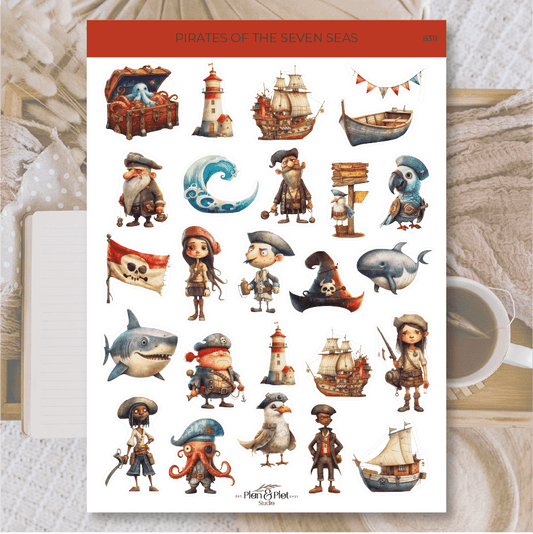 Plan & Plot Studio - Piraten van de zeven zeeën | Stickers - The Dreamer's Bookshop.