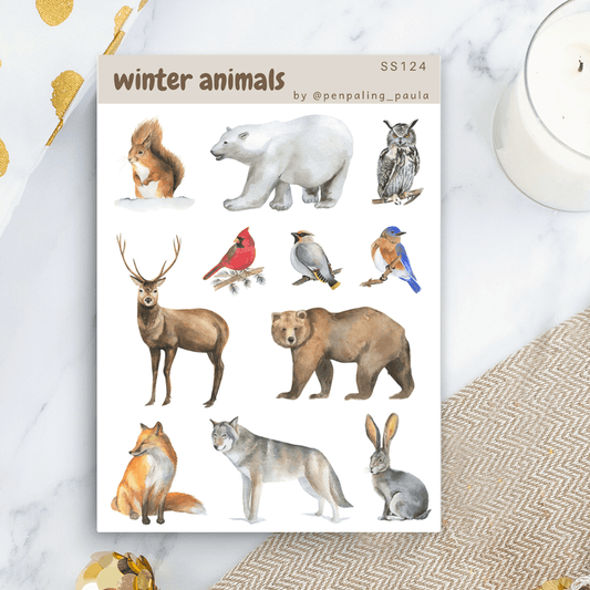 Penpaling Paula - Winter Dieren - Stickervel - The Dreamer's Bookshop.