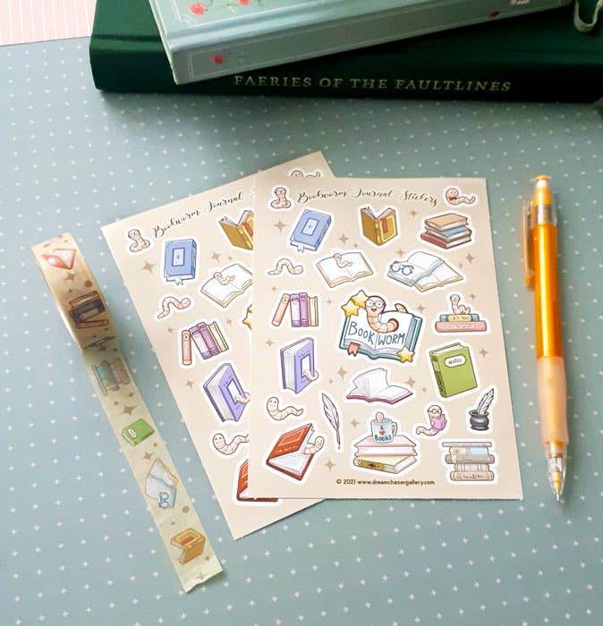 Dreamchaserart - Stickervel voor boekenwurmen - The Dreamer's Bookshop.