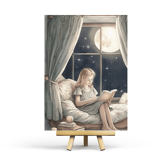 Penpaling Paula - Blond lezend meisje - Ansichtkaart - The Dreamer's Bookshop.