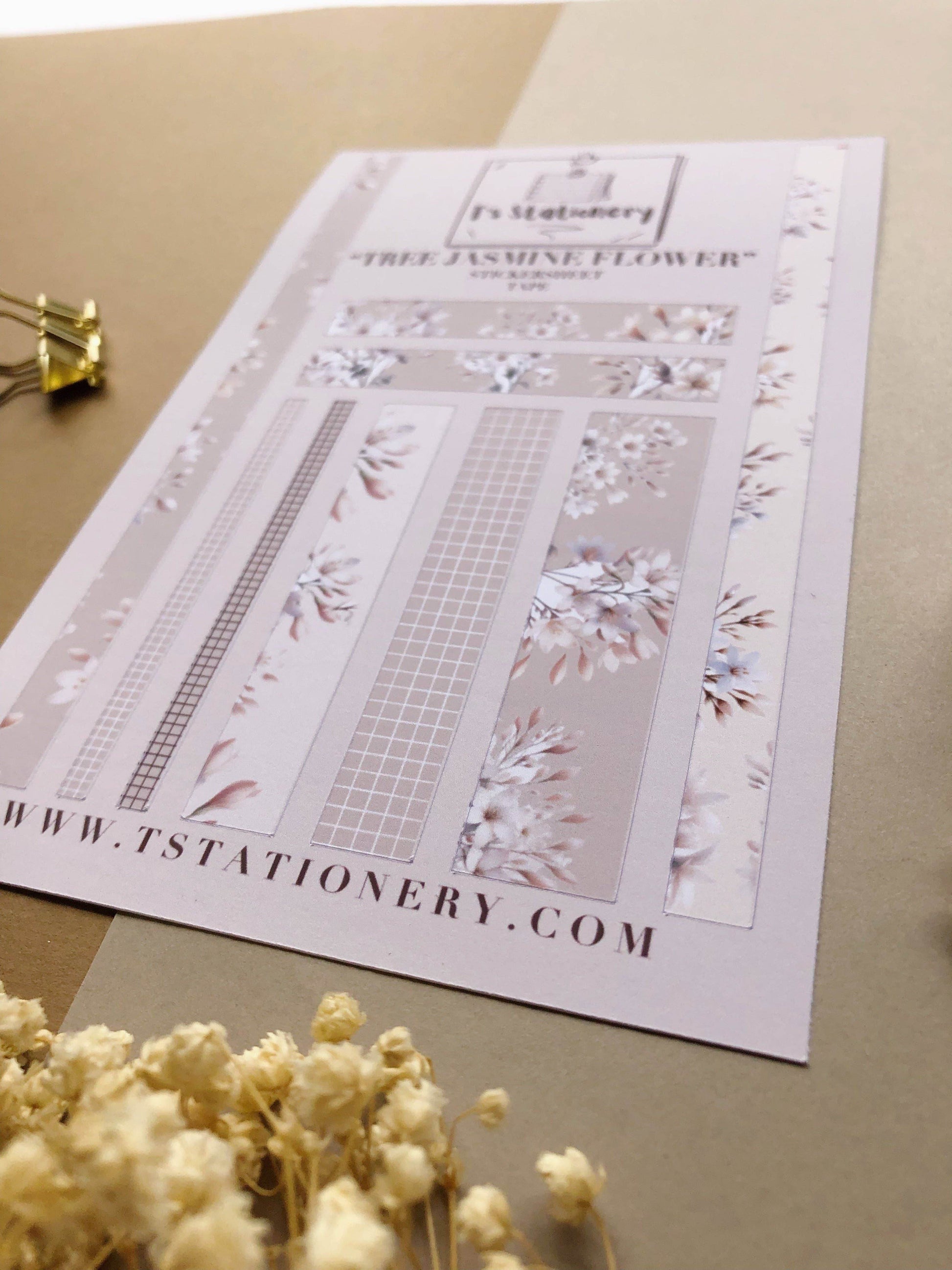 T's Stationery - Stickerveltape „Tree Jasmine Flower” - The Dreamer's Bookshop.