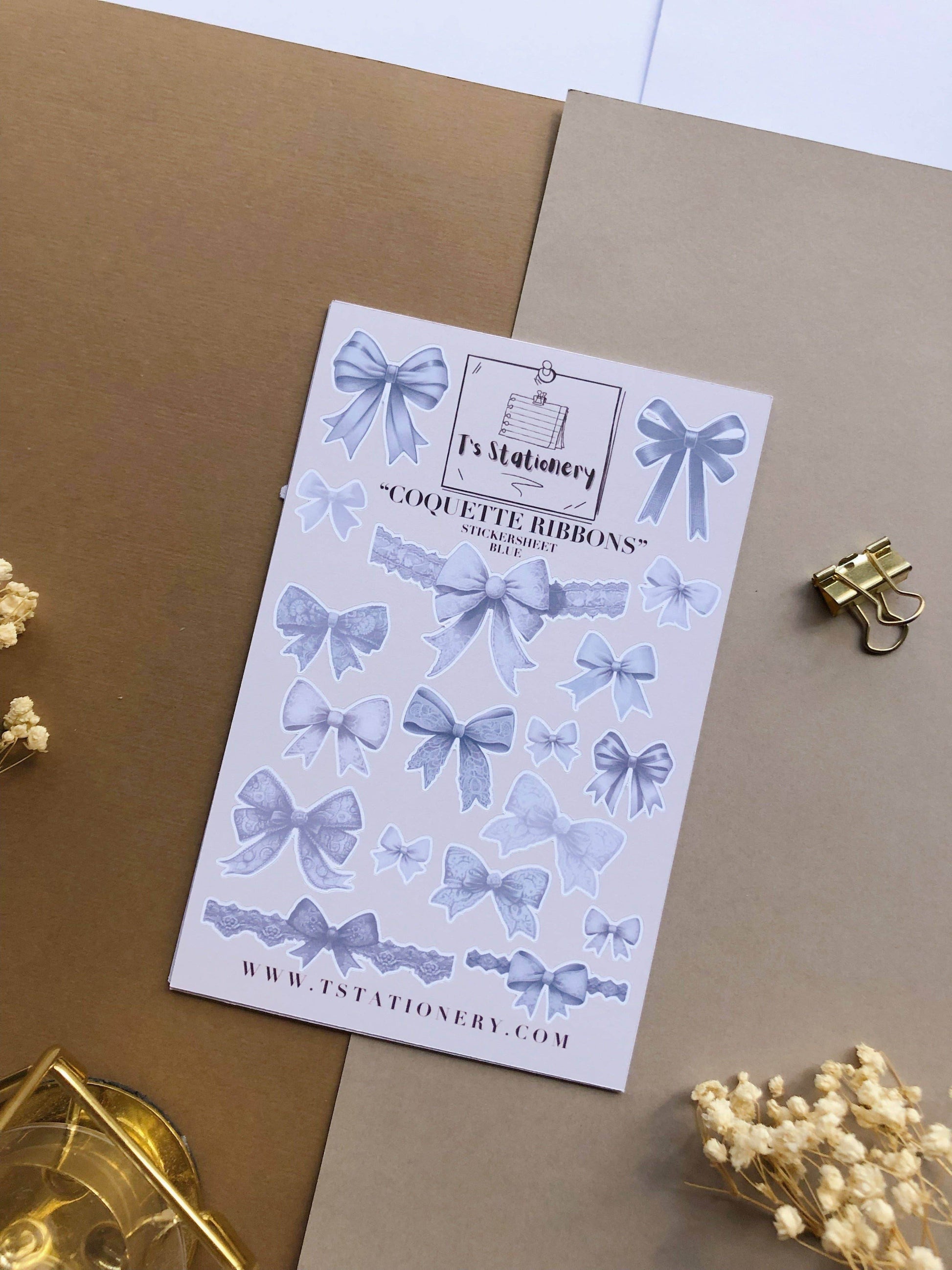 T's Stationery - Stickervel „Coquette Ribons” - The Dreamer's Bookshop.