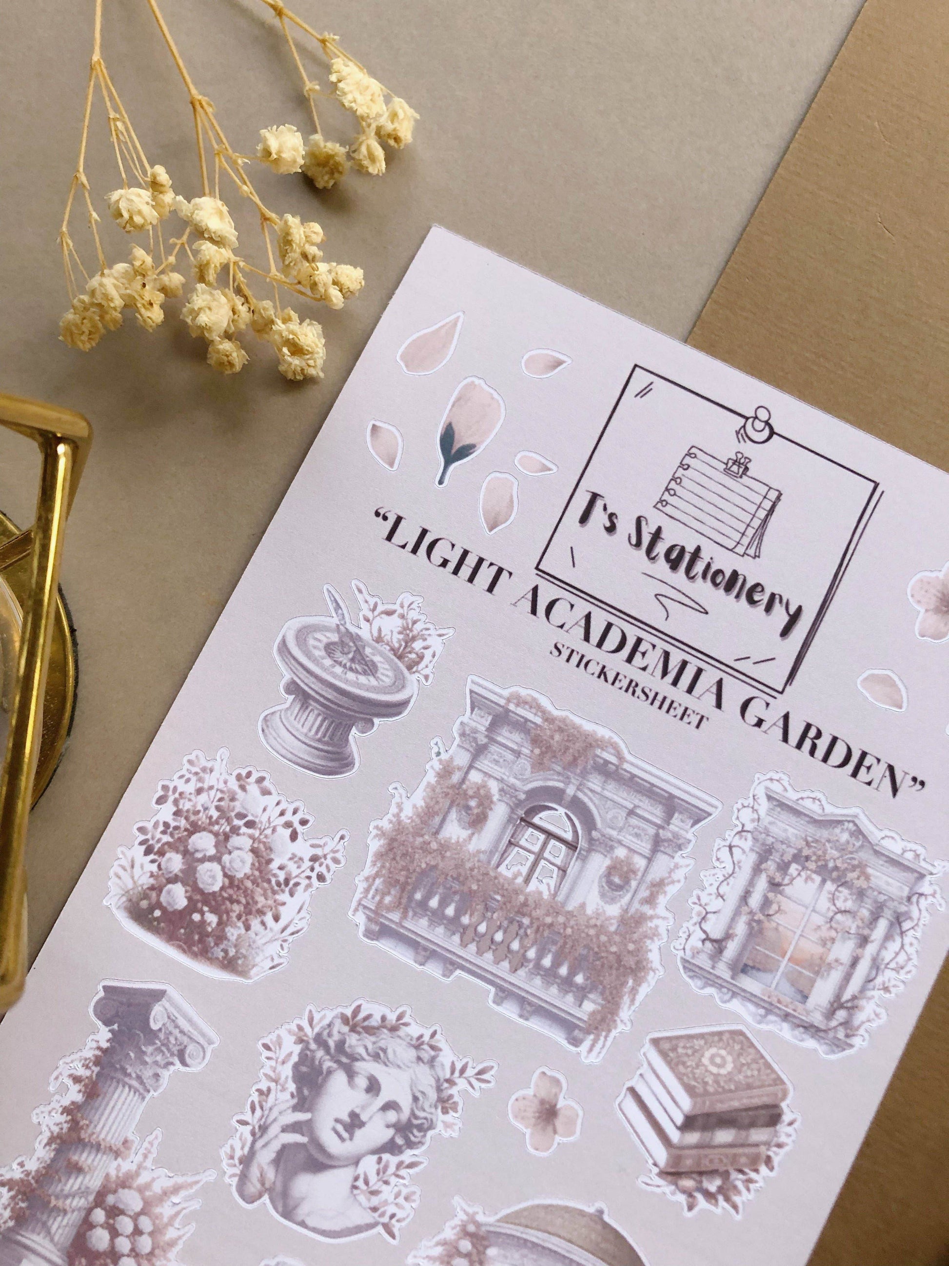 T's Stationery - Stickervel „Light Academia Garden” - The Dreamer's Bookshop.