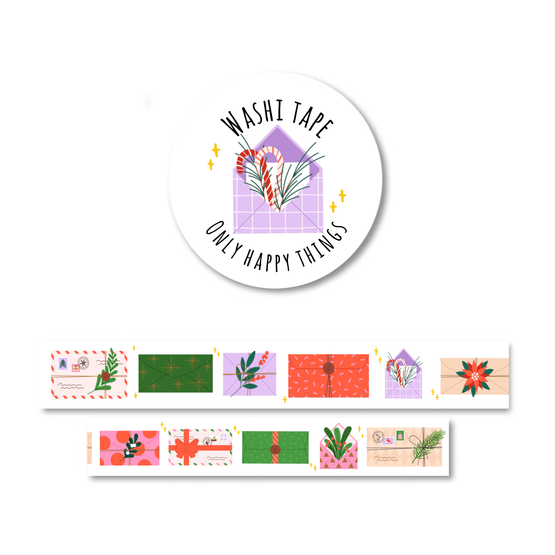 Only Happy Things Stationery - Washi tape kerstletters - The Dreamer's Bookshop.