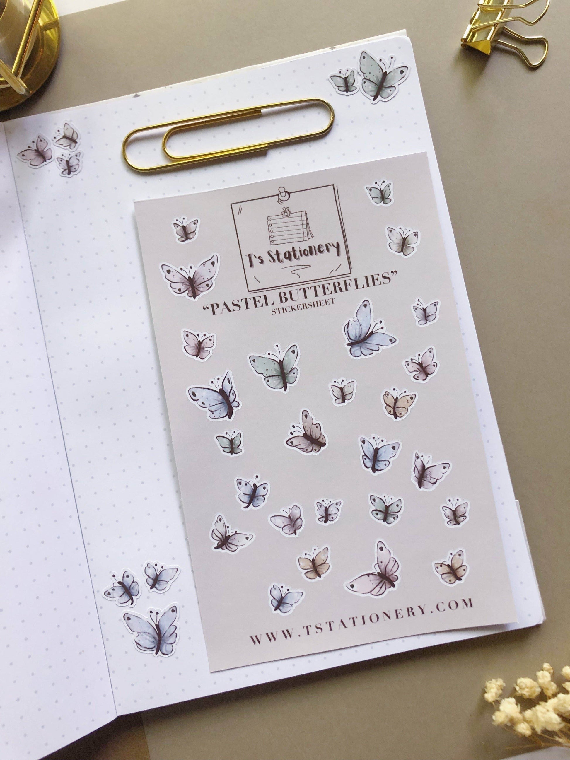 T's Stationery - „Pastelkleurige vlinders” - The Dreamer's Bookshop.