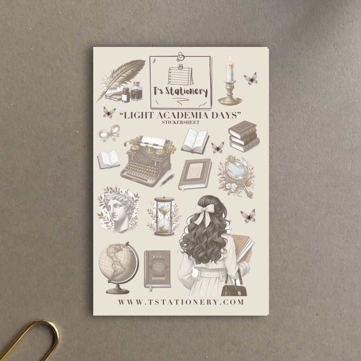 T's Stationery - Stickervel „Light Academia Days” - The Dreamer's Bookshop.