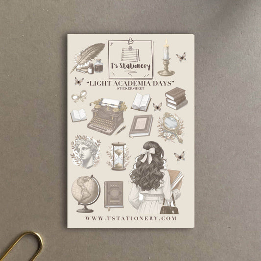 T's Stationery - Stickervel „Light Academia Days” - The Dreamer's Bookshop.