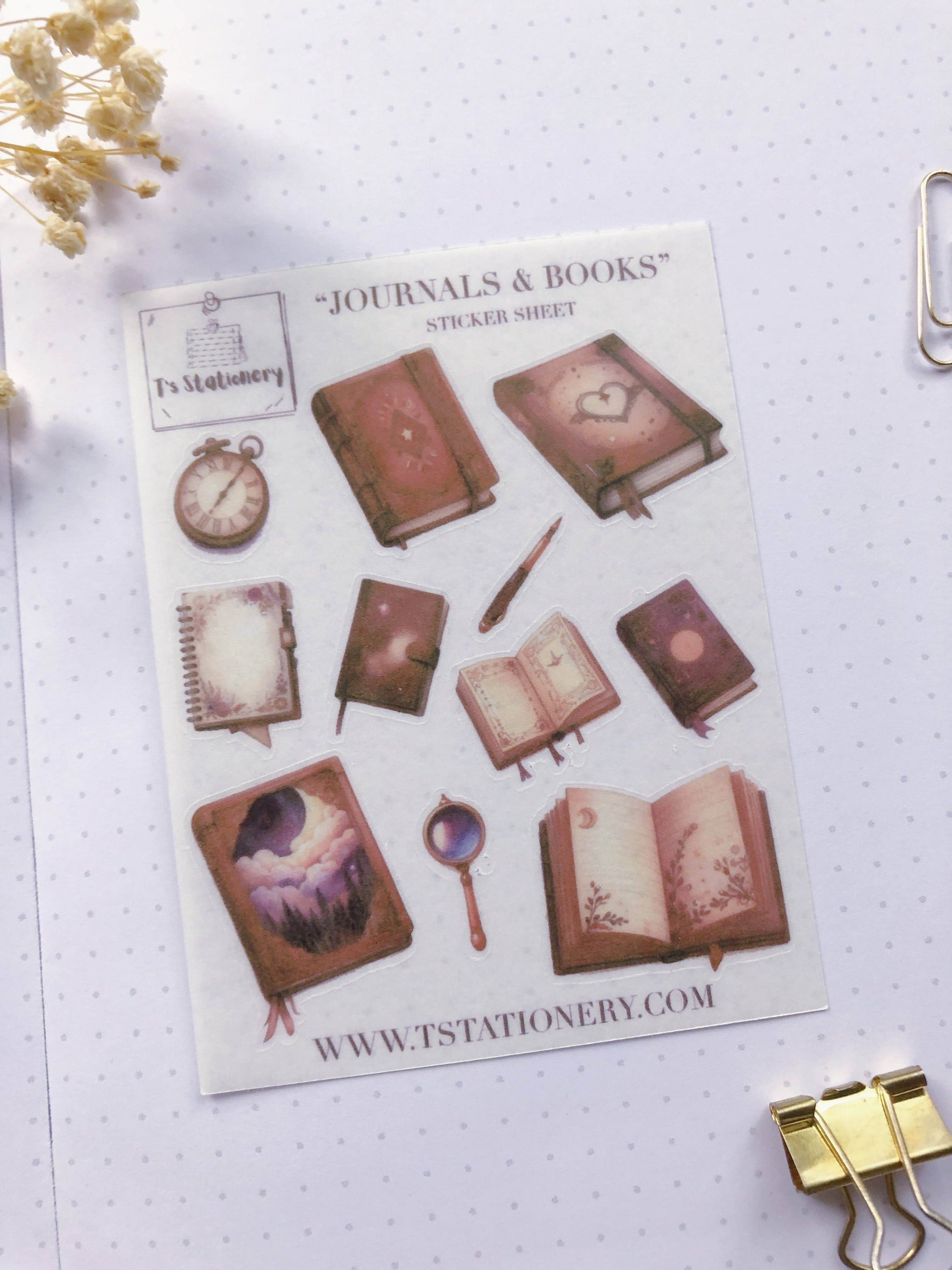 T's Stationery - Washi-stickervel „Books & Journals” - The Dreamer's Bookshop.