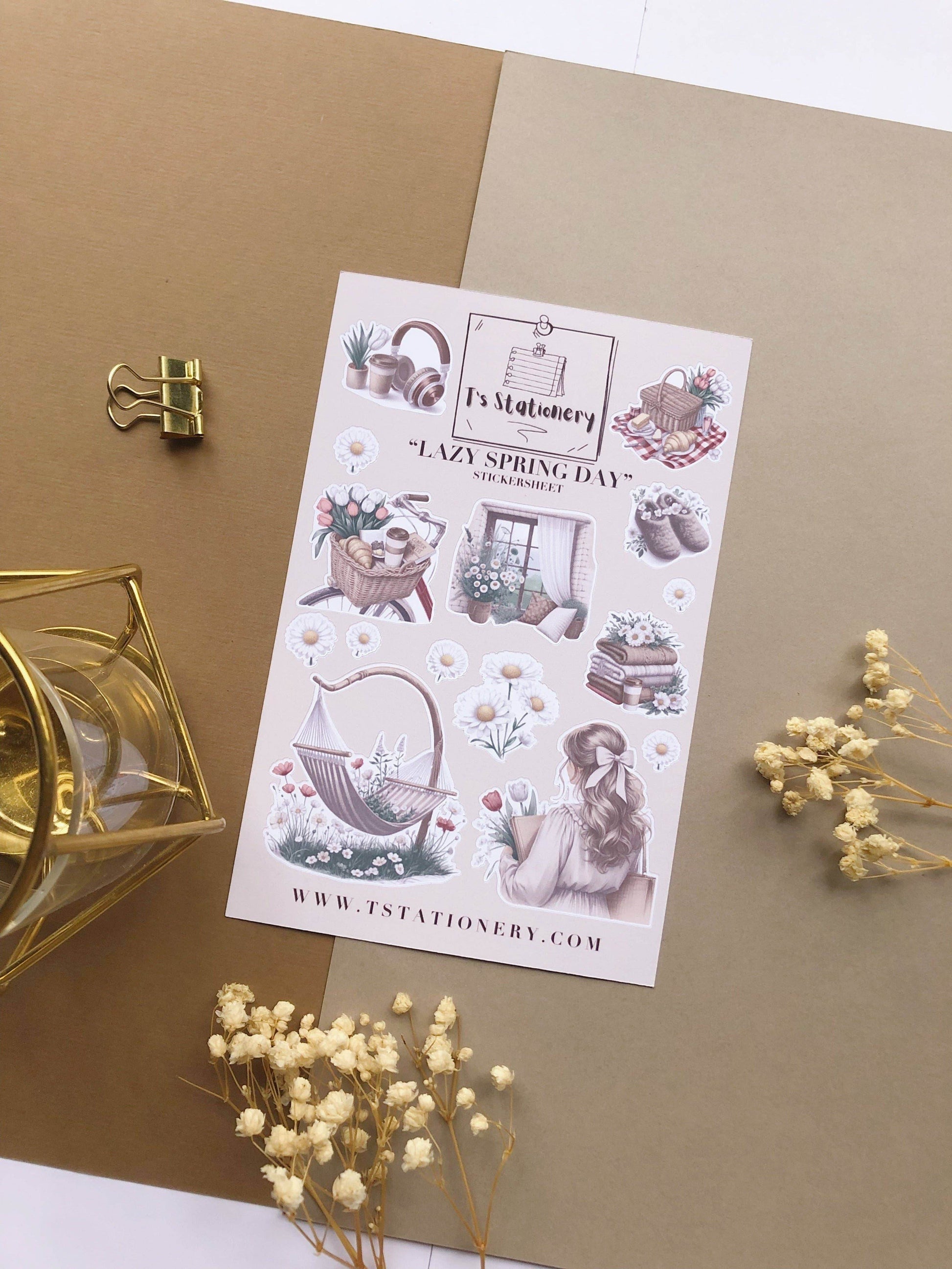 T's Stationery - Stickervel „Lazy Spring Day” - The Dreamer's Bookshop.