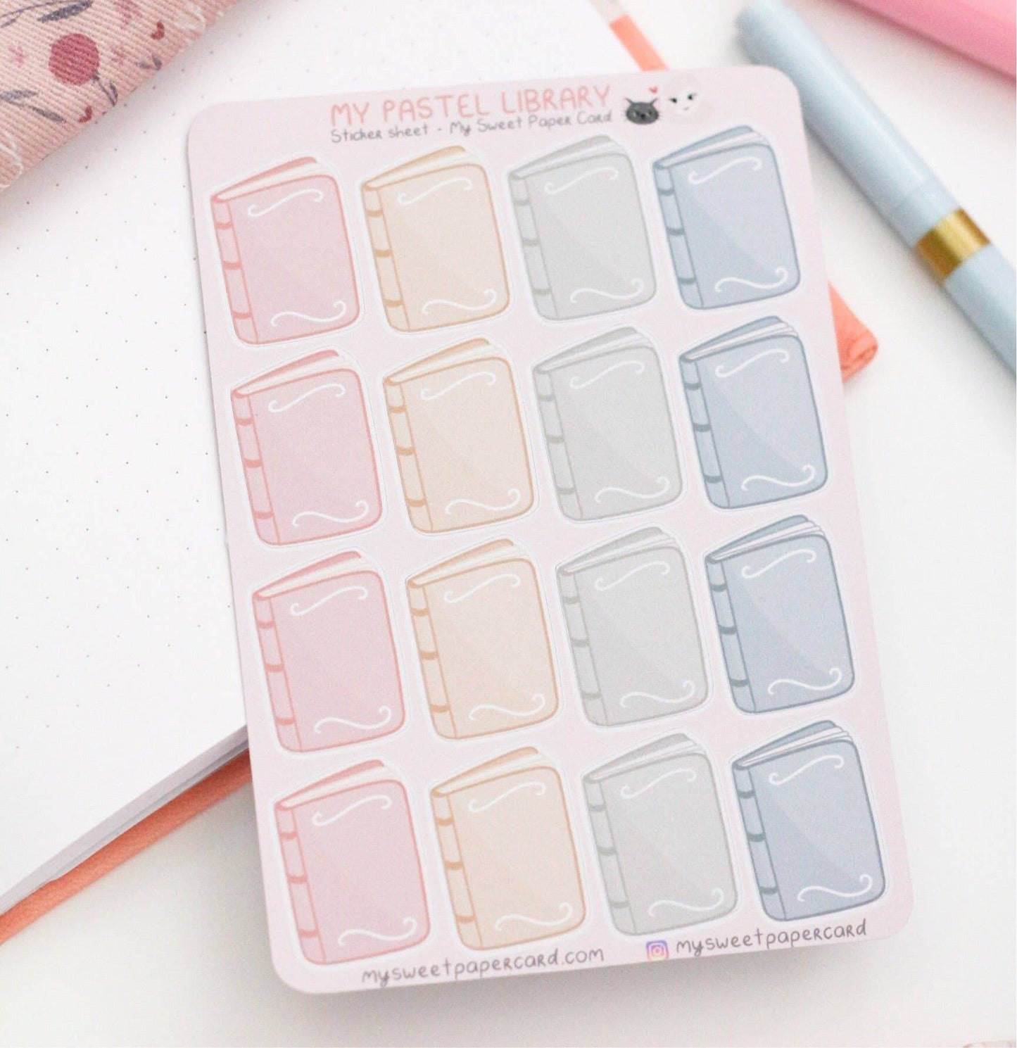 My Sweet Paper Card - Pastelkleurige boekstickers - stickers voor terug naar school - The Dreamer's Bookshop.