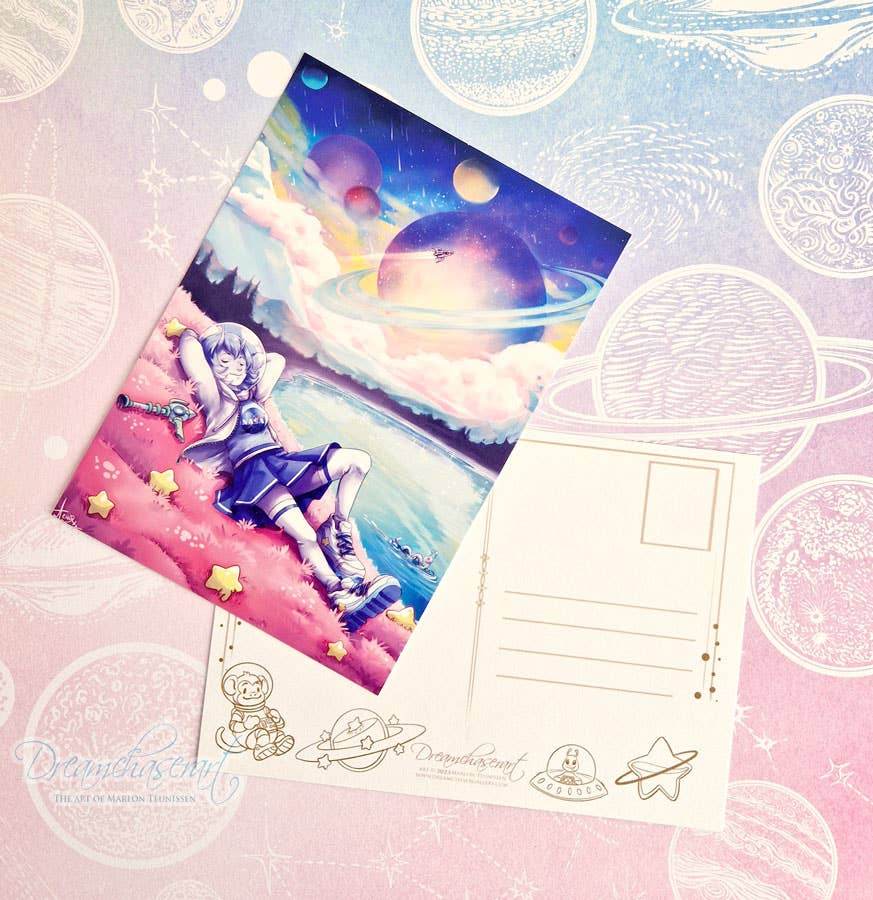 Dreamchaserart - Dreamy Galaxy postkaart - The Dreamer's Bookshop.