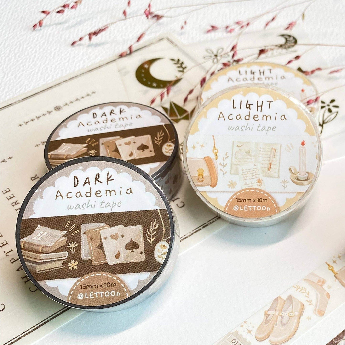 LETTOOn - Washi Tape - Dark & Light Academia - The Dreamer's Bookshop.