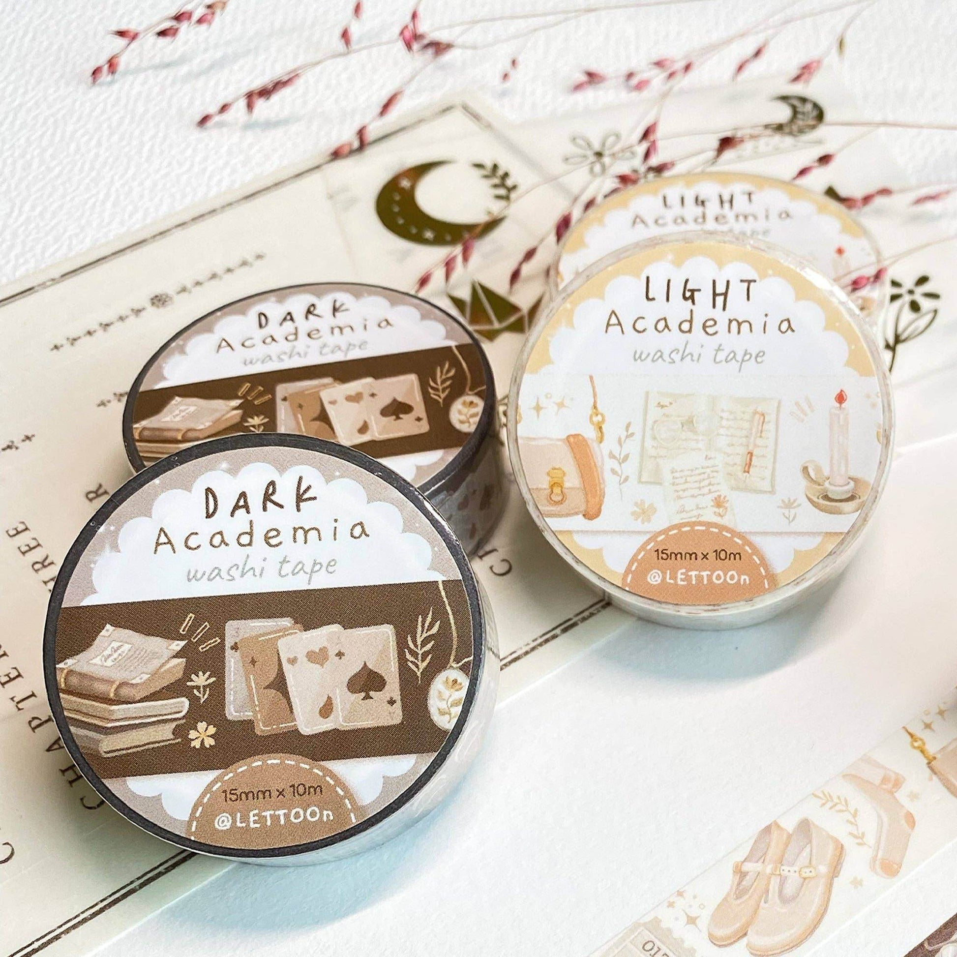 LETTOOn - Washi Tape - Dark & Light Academia - The Dreamer's Bookshop.
