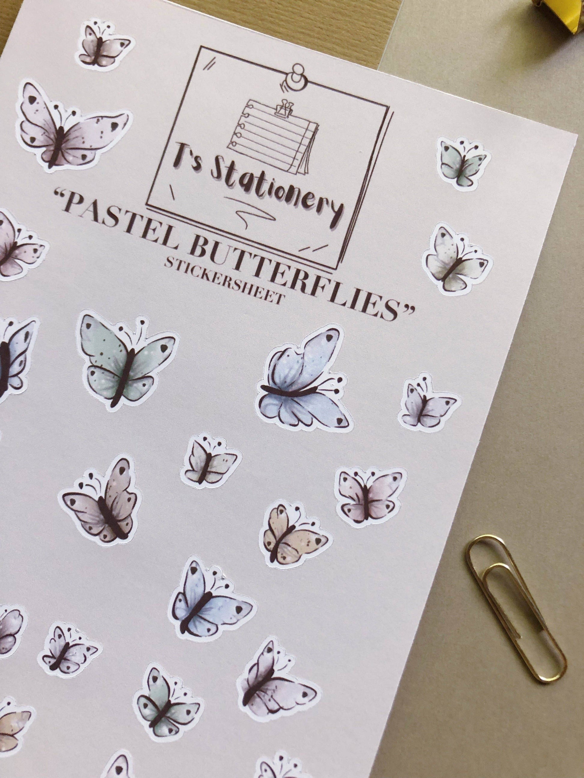 T's Stationery - „Pastelkleurige vlinders” - The Dreamer's Bookshop.
