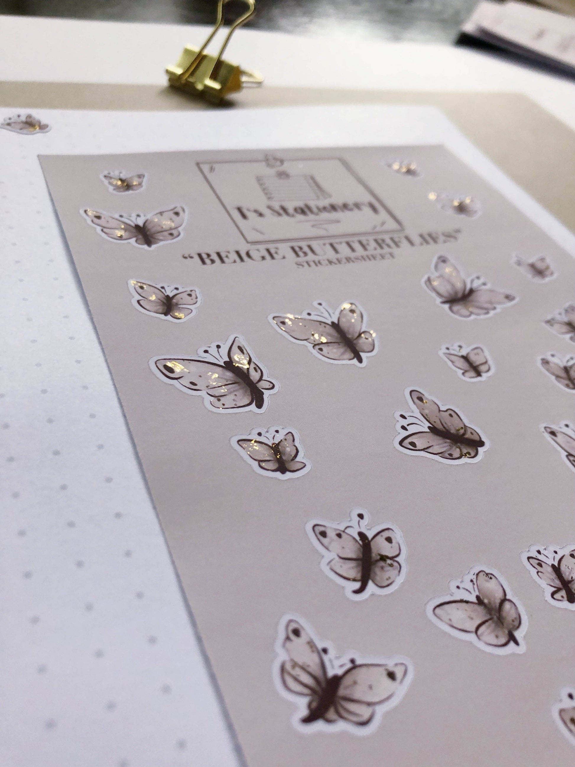 T's Stationery - „Beige en gouden vlinders” - The Dreamer's Bookshop.