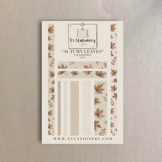T's Stationery - Stickertape met goudfolie „Autumnal Leaves” (kastanjebruin) - The Dreamer's Bookshop.