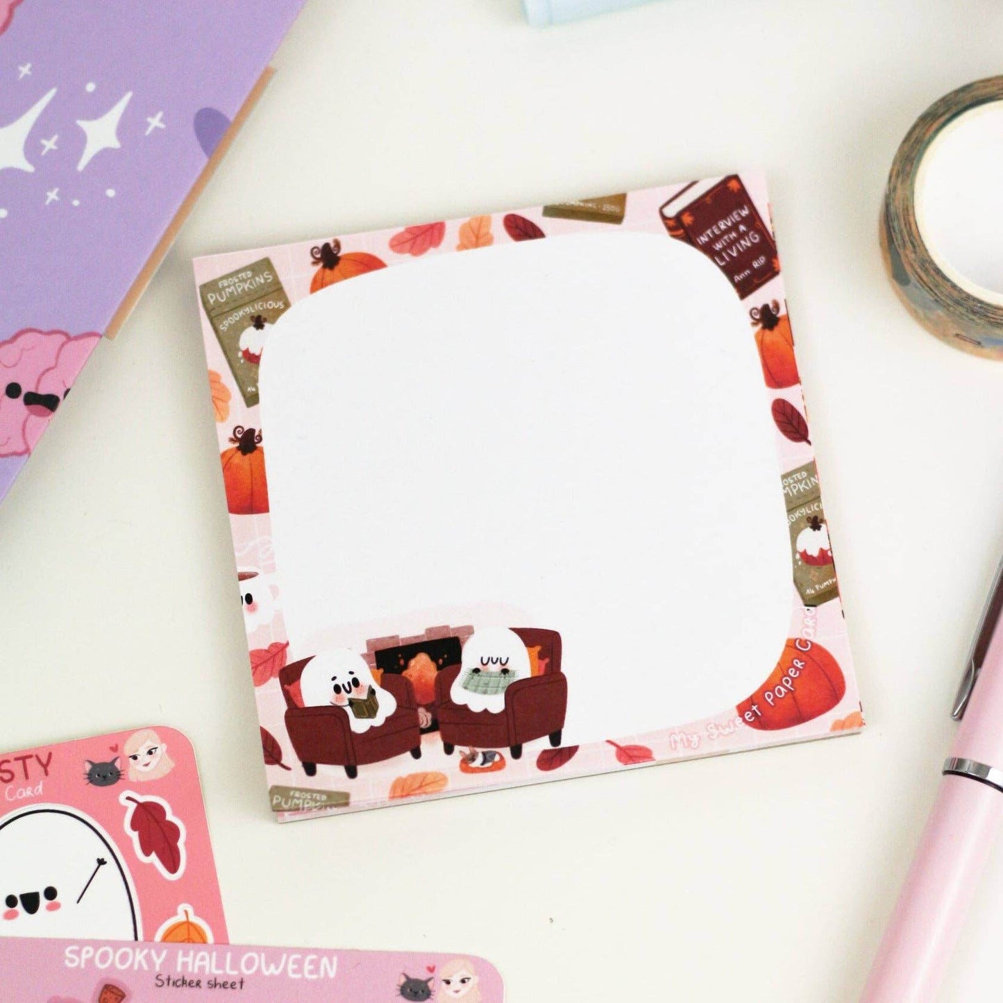 My Sweet Paper Card - Ghosty Reading Time - Schattig Halloween-notitieblok - The Dreamer's Bookshop.
