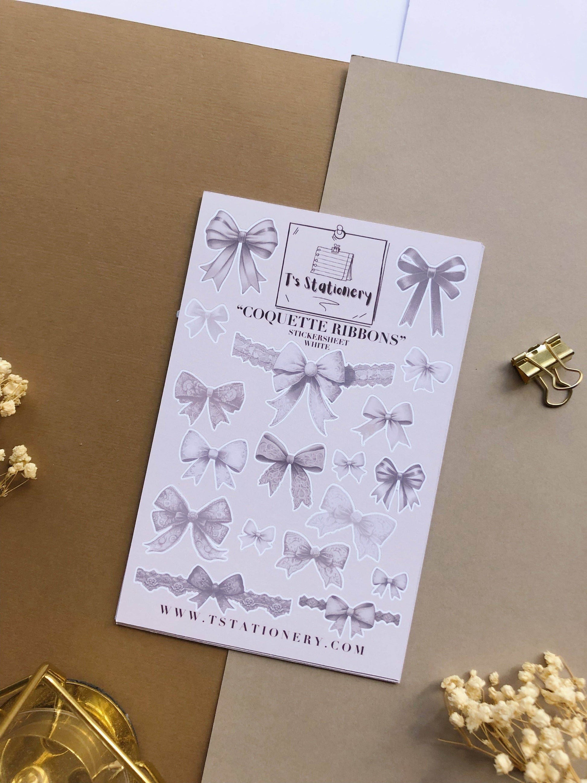 T's Stationery - Stickervel „Coquette Ribons” - The Dreamer's Bookshop.